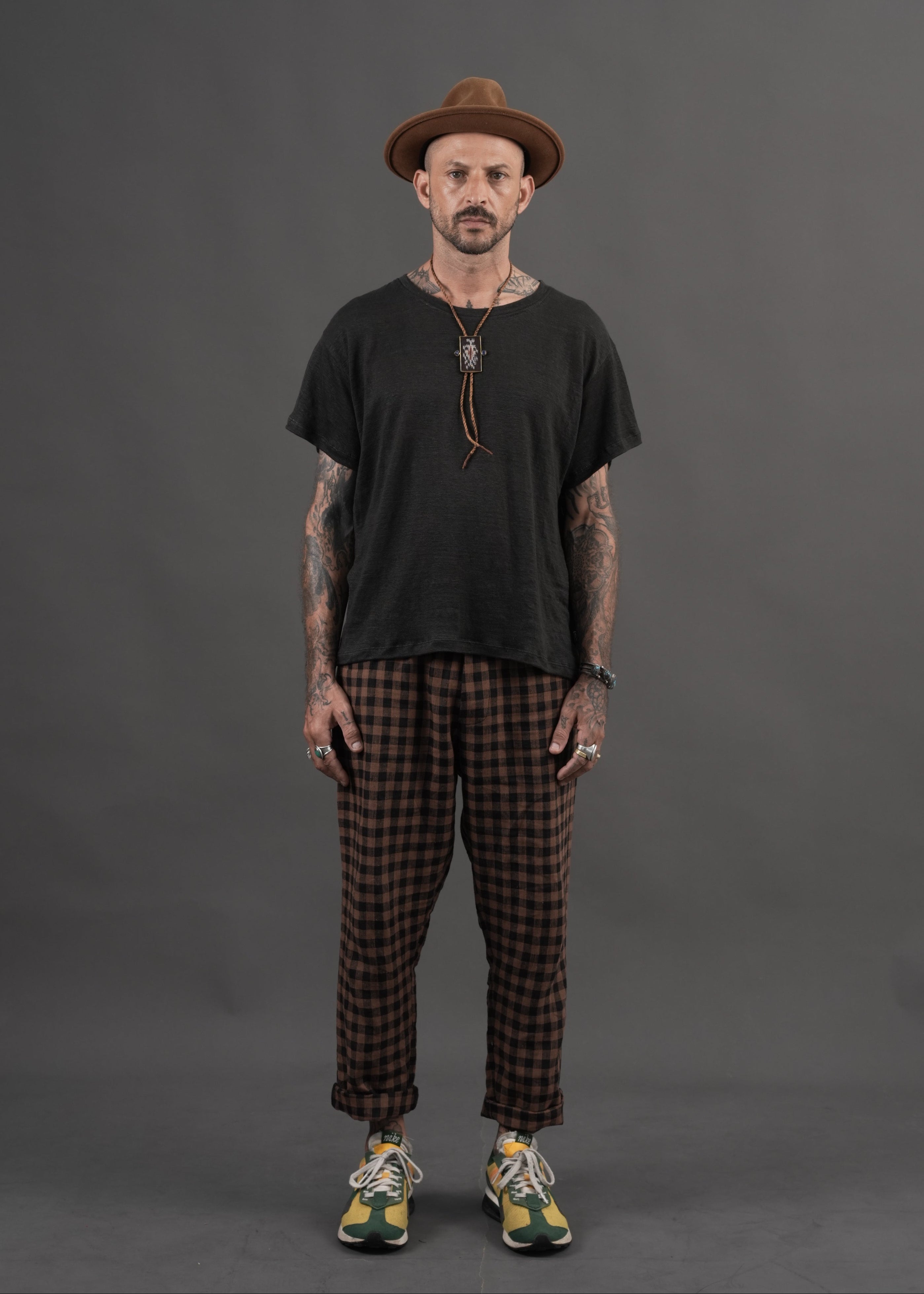 Snakebite Pants - Checkered Linen