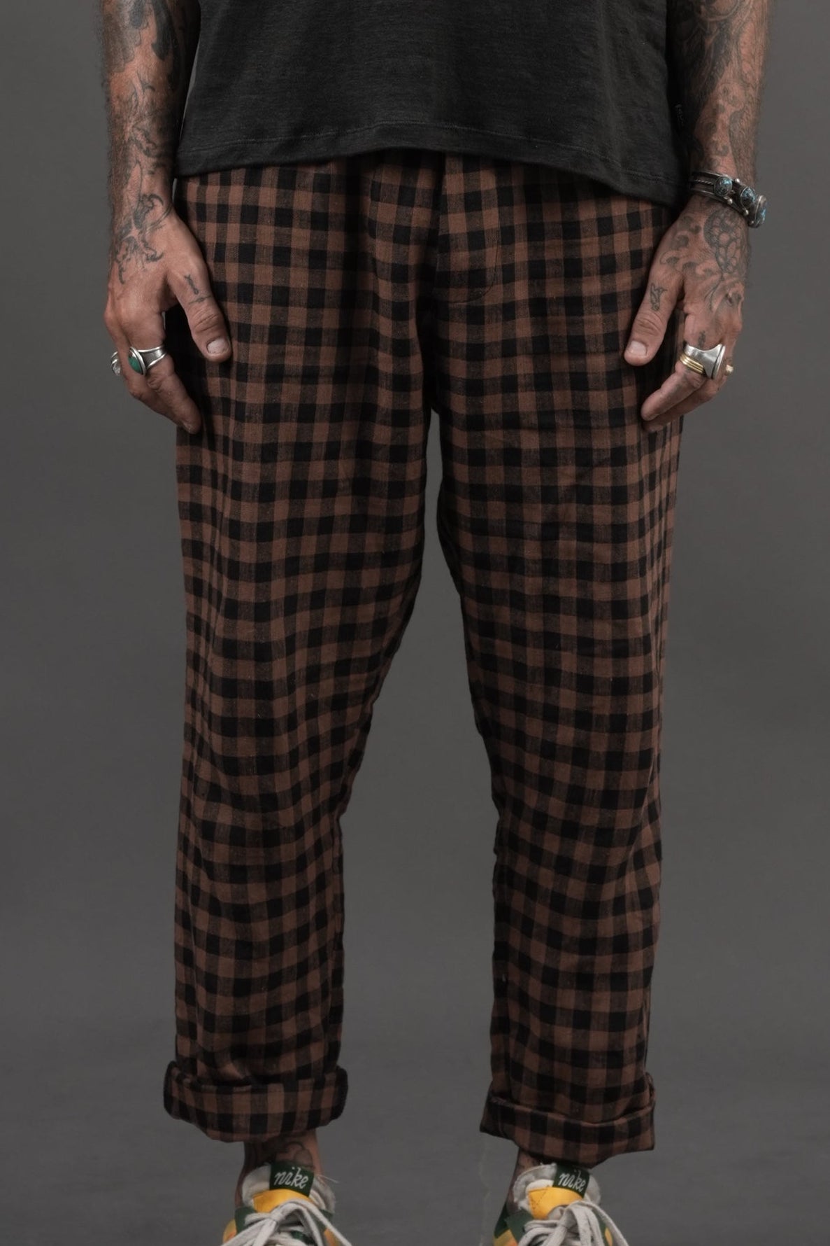 Snakebite Pants - Checkered Linen