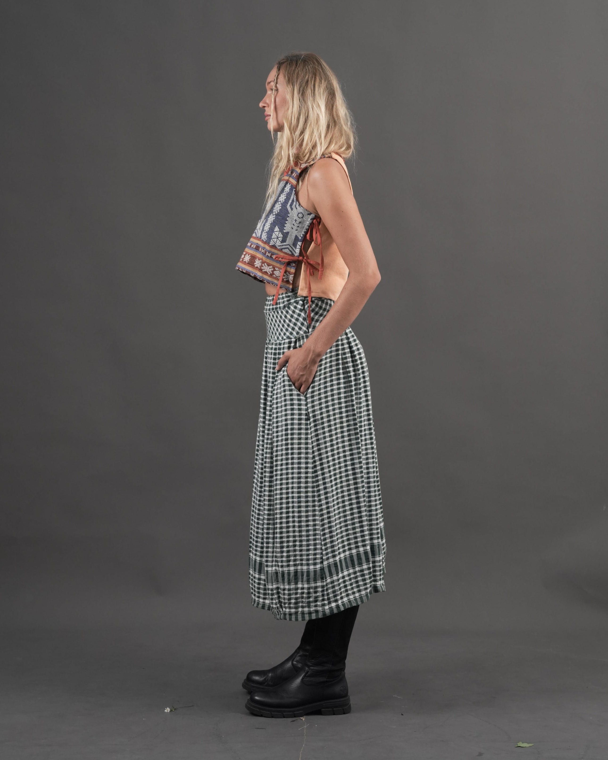The Wanderer Skirt - Checkered Green