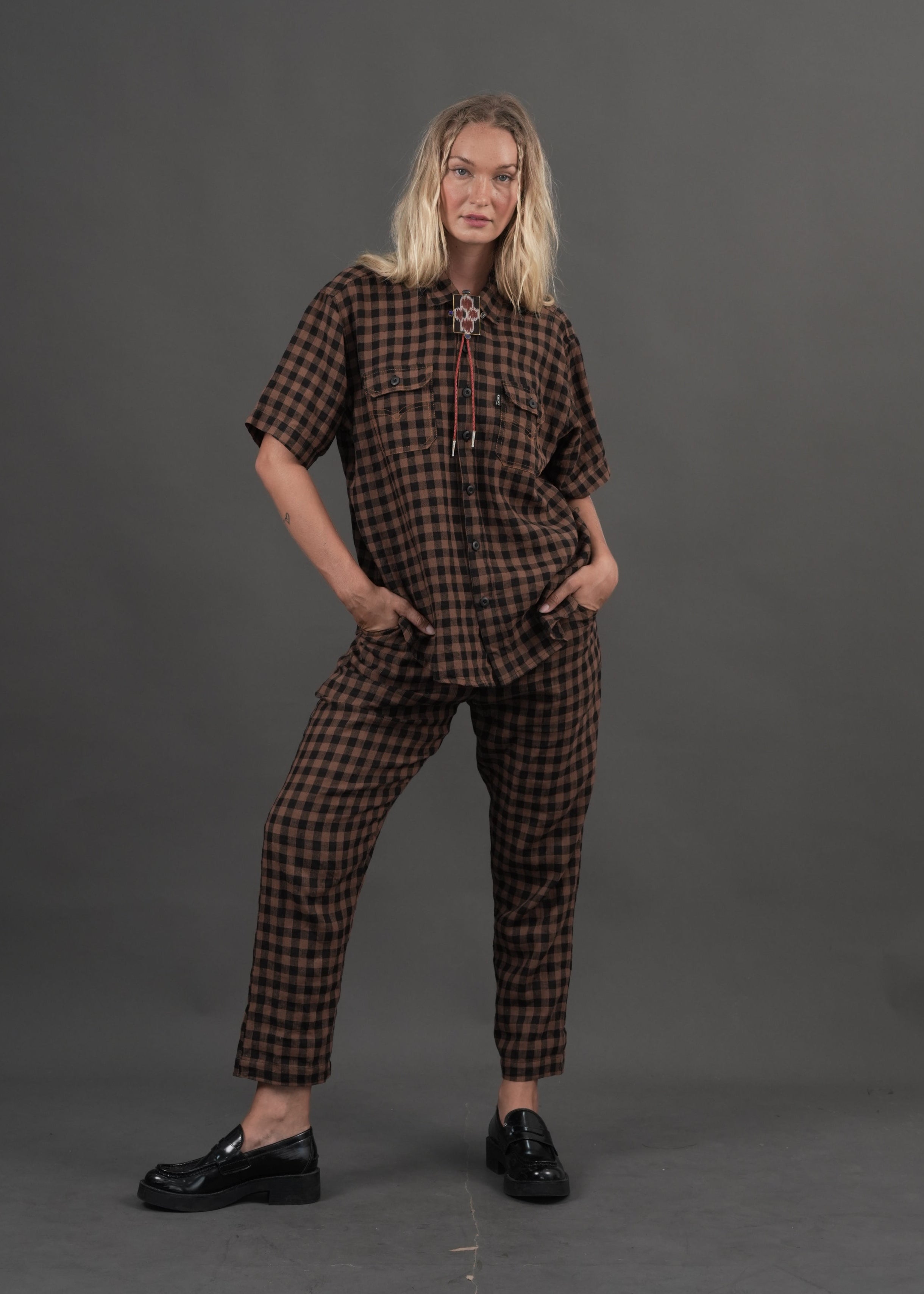 Snakebite Pants - Checkered Linen